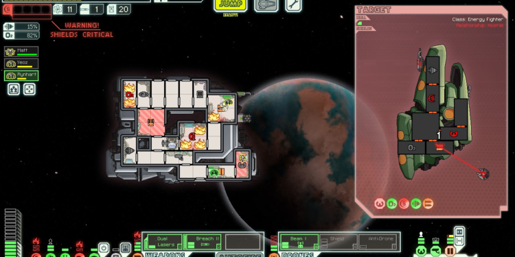 Taking down an enemy fighter after a harrowing battle in FTL: Faster Than Light