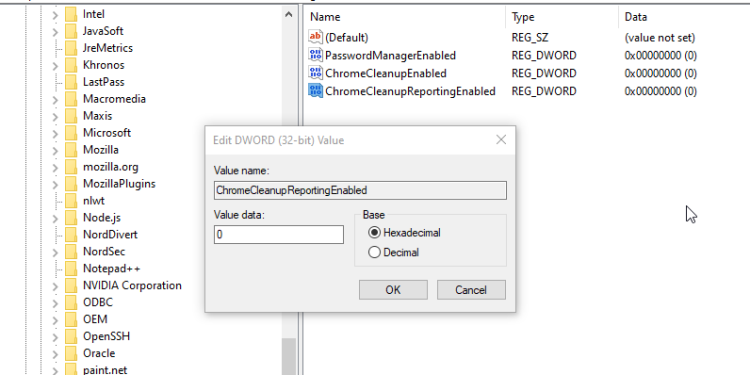 Chrome Registry Edit to Disable Google Software Reporter Tool